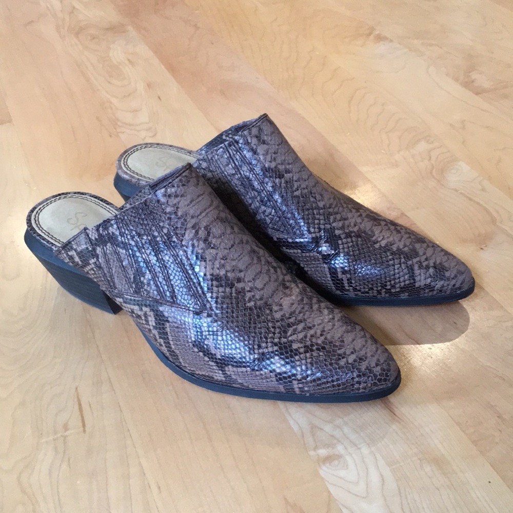Splendid Hailee Mules Snake Embossed Leather